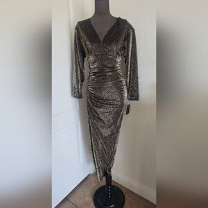 Shimmering Shinning Gold Long Sleeve Dress Size 6